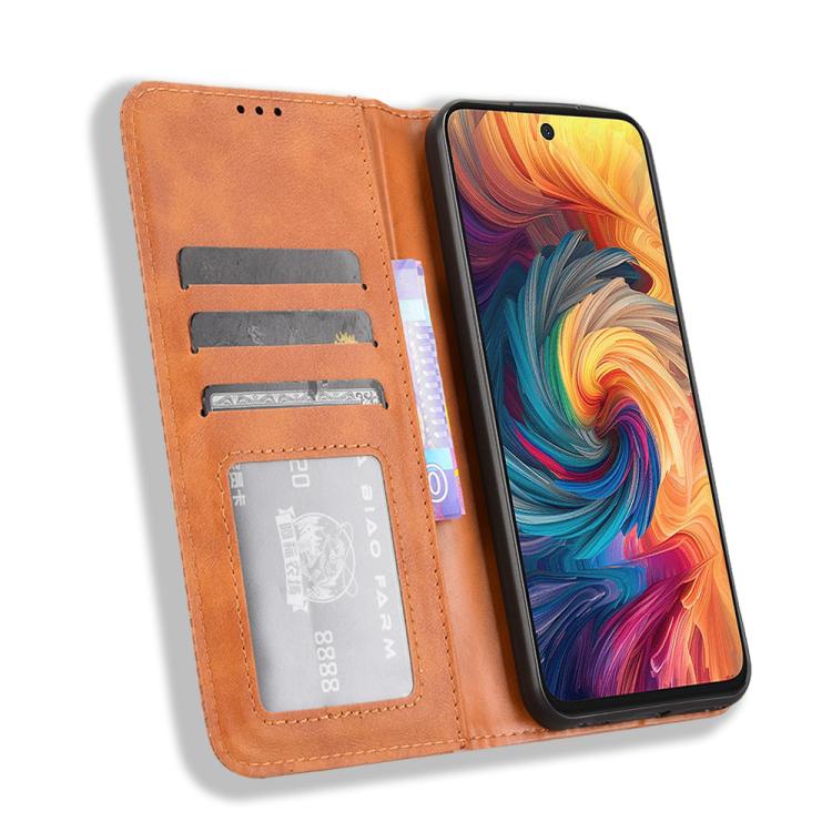 For ZTE Blade V70 4G Magnetic Buckle Retro Texture Leather Phone Case