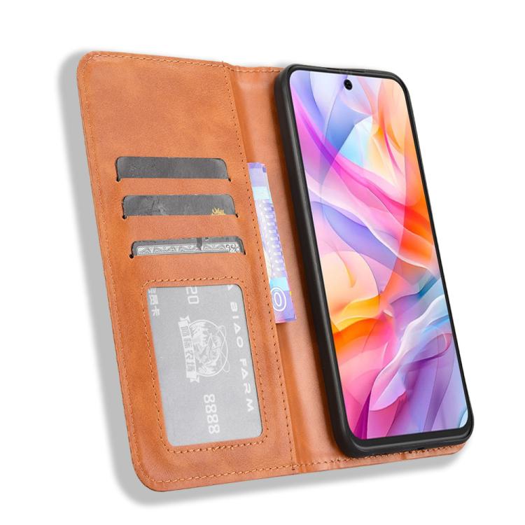 For ZTE Blade V70 Design 4G Magnetic Buckle Retro Texture Leather Phone Case