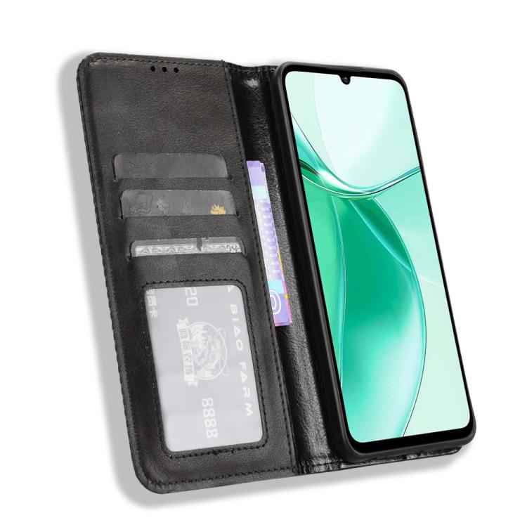 For ZTE Blade A35e Z2466 Magnetic Buckle Retro Texture Leather Phone Case