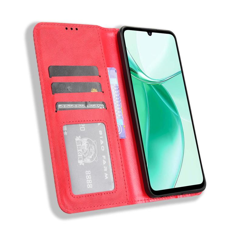 For ZTE Blade A35e Z2466 Magnetic Buckle Retro Texture Leather Phone Case