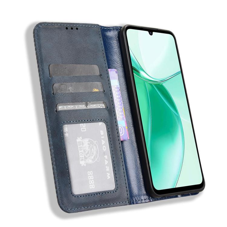 For ZTE Blade A35e Z2466 Magnetic Buckle Retro Texture Leather Phone Case