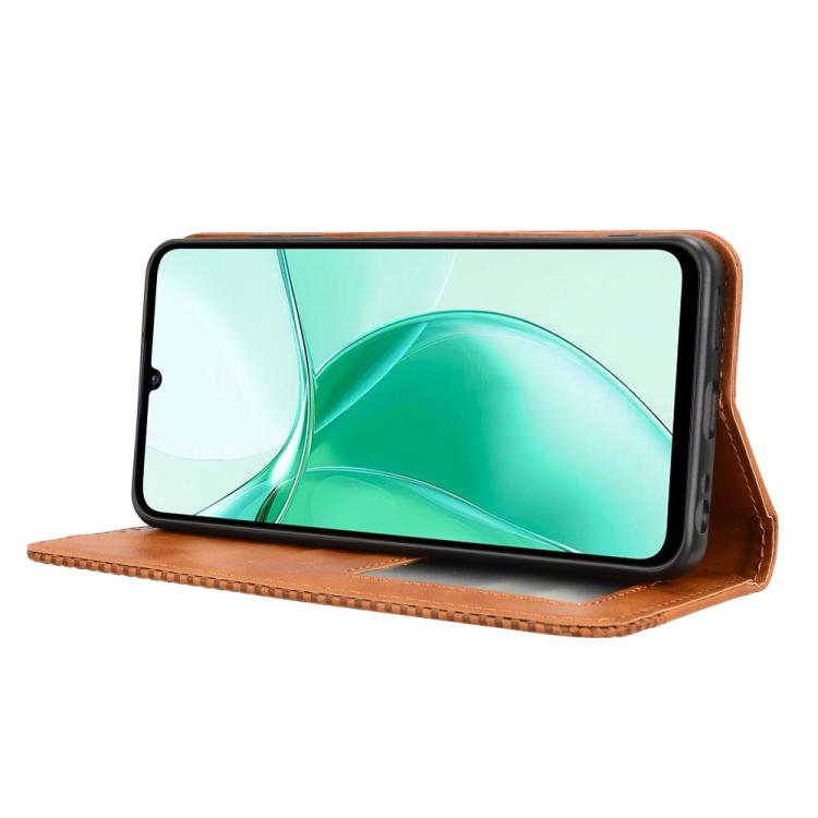 For ZTE Blade A35e Z2466 Magnetic Buckle Retro Texture Leather Phone Case
