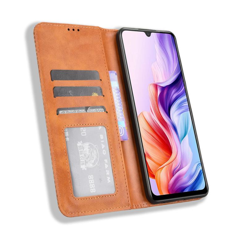 For ZTE Blade V70 Max Magnetic Buckle Retro Texture Leather Phone Case