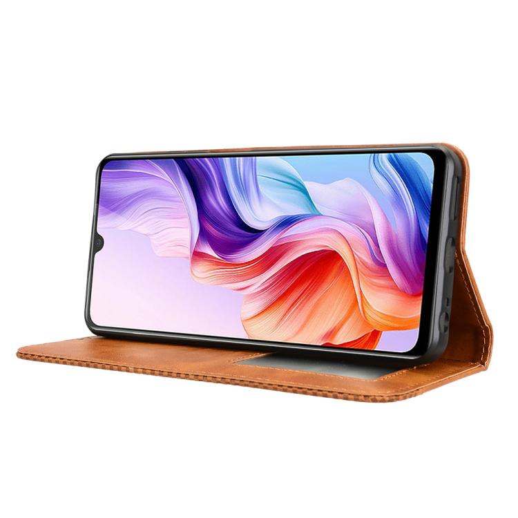 For ZTE Blade V70 Max Magnetic Buckle Retro Texture Leather Phone Case