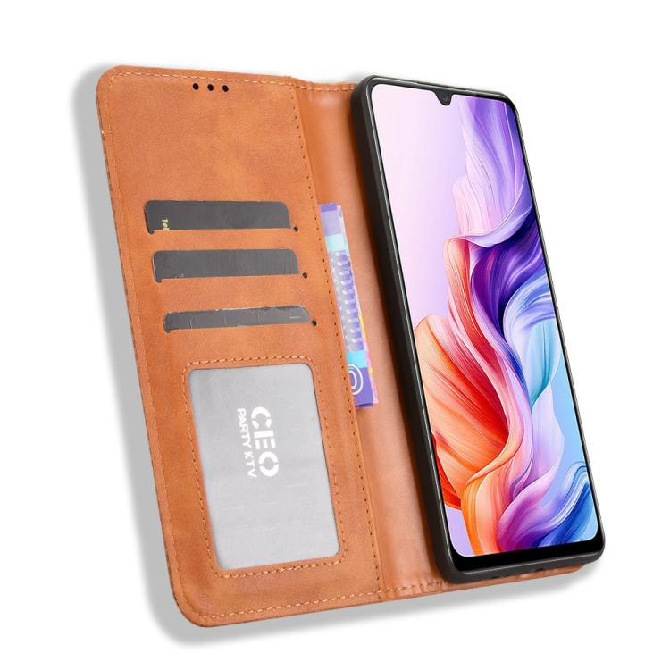For ZTE Blade A76 5G Magnetic Buckle Retro Texture Leather Phone Case