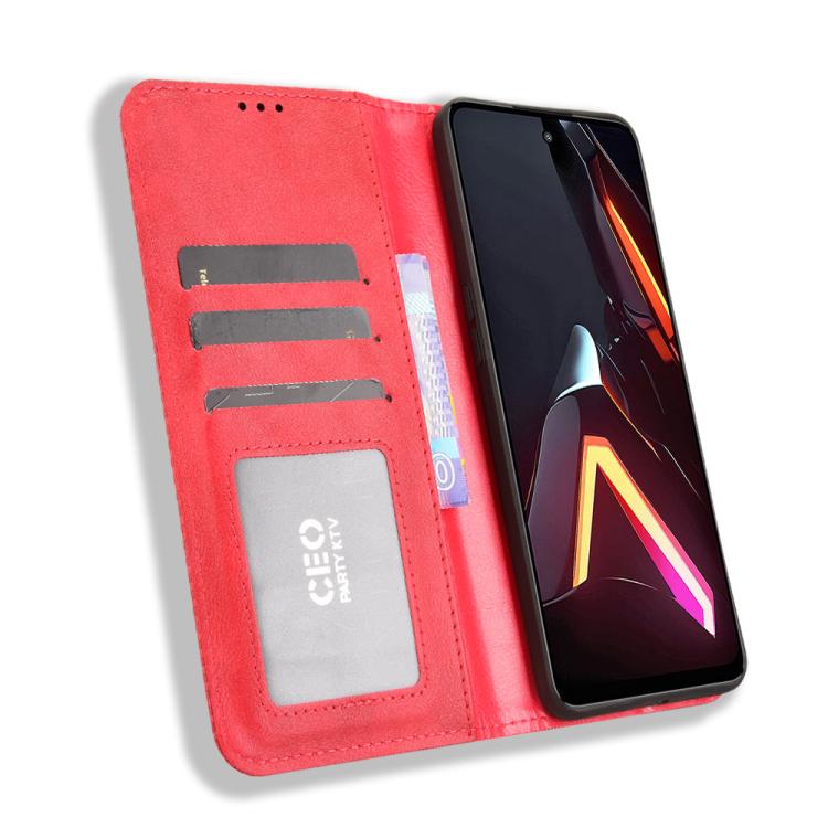 For ZTE nubia Neo 3 5G Magnetic Buckle Retro Texture Leather Phone Case