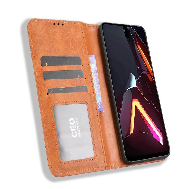 For ZTE nubia Neo 3 5G Magnetic Buckle Retro Texture Leather Phone Case