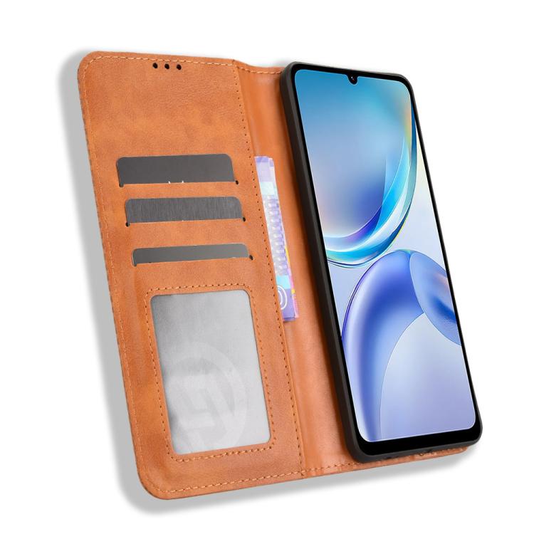 For ZTE Blade A36 4G Magnetic Buckle Retro Texture Leather Phone Case
