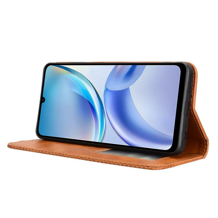 For ZTE Blade A36 4G Magnetic Buckle Retro Texture Leather Phone Case
