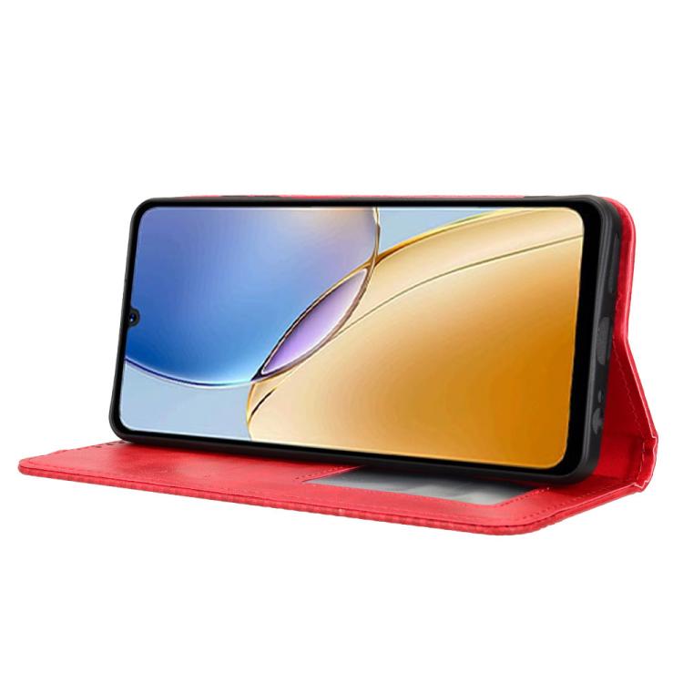For ZTE Blade A56 4G Magnetic Buckle Retro Texture Leather Phone Case