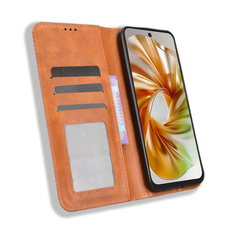 For ZTE nubia Focus 2 5G Magnetic Buckle Retro Texture Leather Phone Case