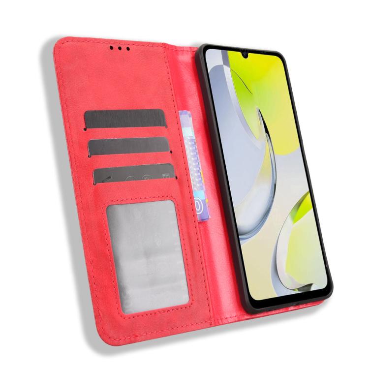 For ZTE Blade A76 4G Magnetic Buckle Retro Texture Leather Phone Case
