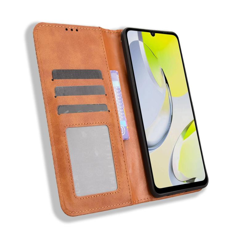 For ZTE Blade A76 4G Magnetic Buckle Retro Texture Leather Phone Case