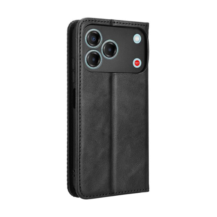 For ZTE nubia V80 Design Magnetic Buckle Retro Texture Leather Phone Case