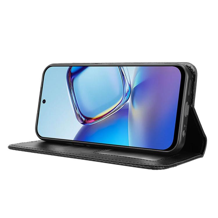 For ZTE nubia V80 Design Magnetic Buckle Retro Texture Leather Phone Case