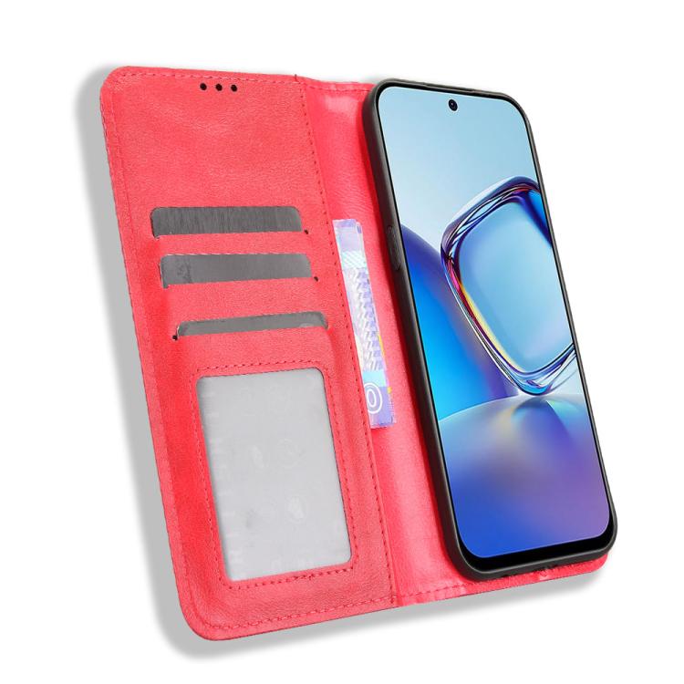 For ZTE nubia V80 Design Magnetic Buckle Retro Texture Leather Phone Case