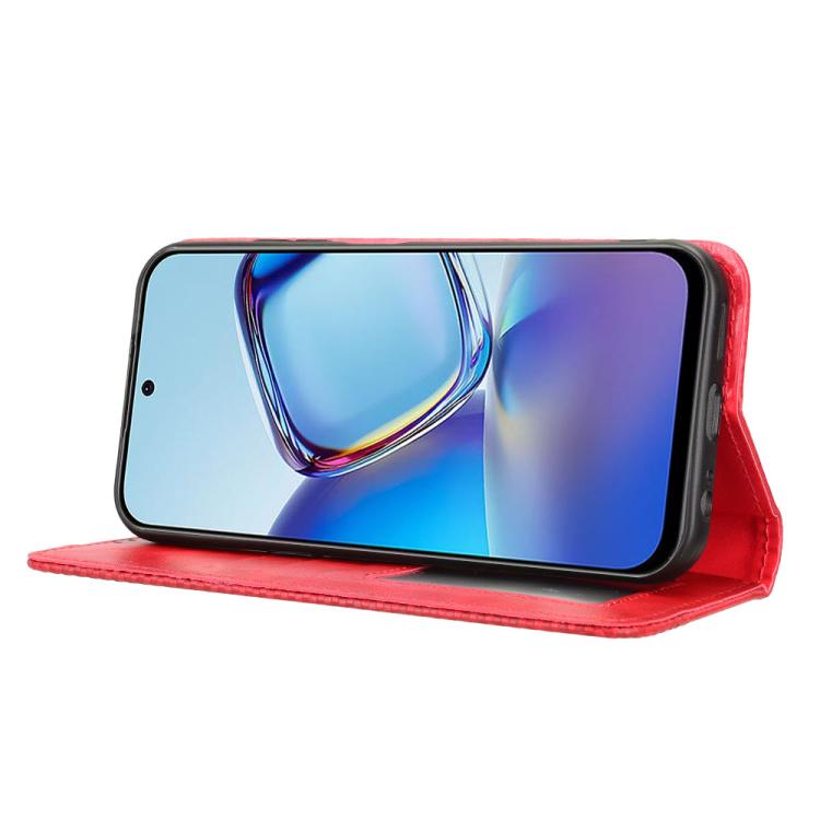 For ZTE nubia V80 Design Magnetic Buckle Retro Texture Leather Phone Case
