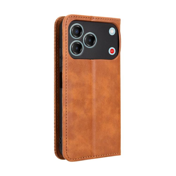 For ZTE nubia V80 Design Magnetic Buckle Retro Texture Leather Phone Case