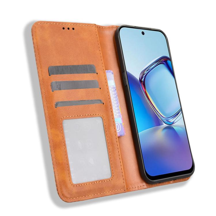 For ZTE nubia V80 Design Magnetic Buckle Retro Texture Leather Phone Case