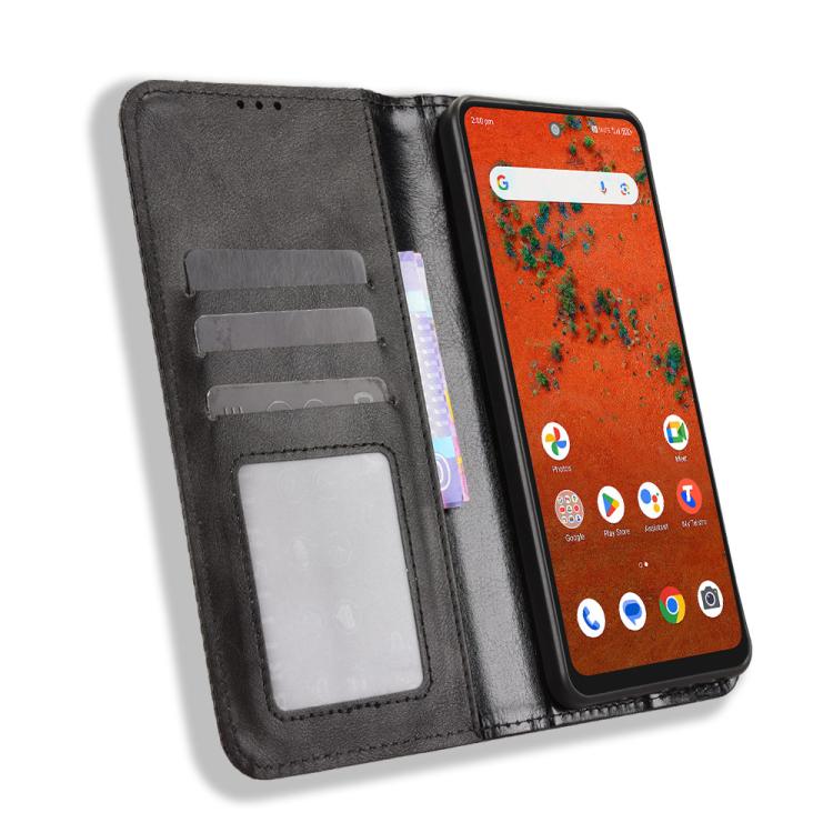 For ZTE A75 Pro / Telstra T-Elite 5G Magnetic Buckle Retro Texture Leather Phone Case