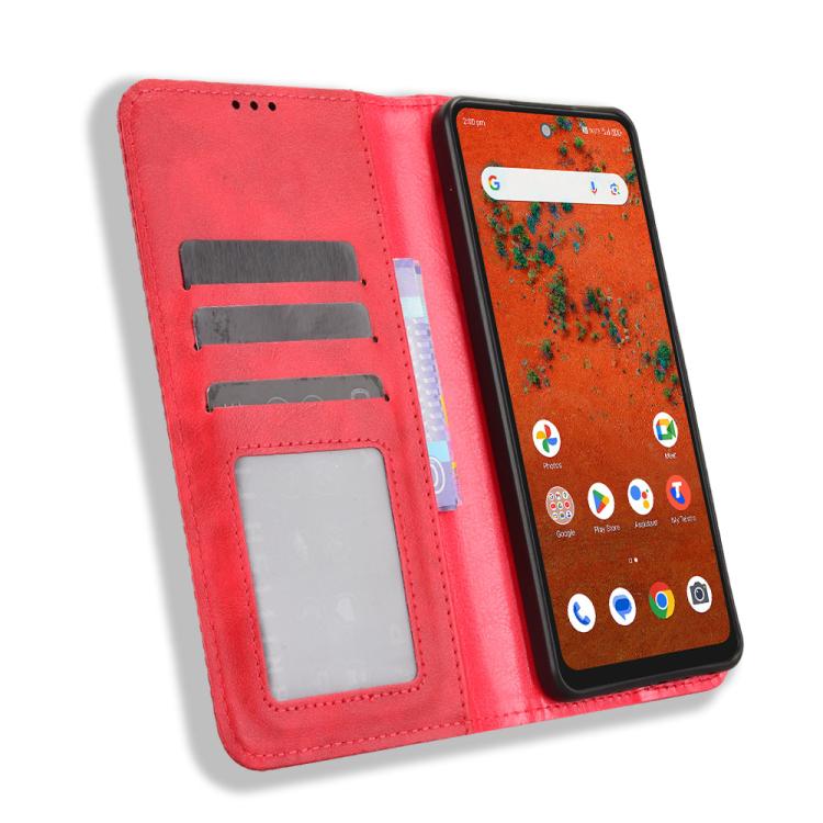 For ZTE A75 Pro / Telstra T-Elite 5G Magnetic Buckle Retro Texture Leather Phone Case