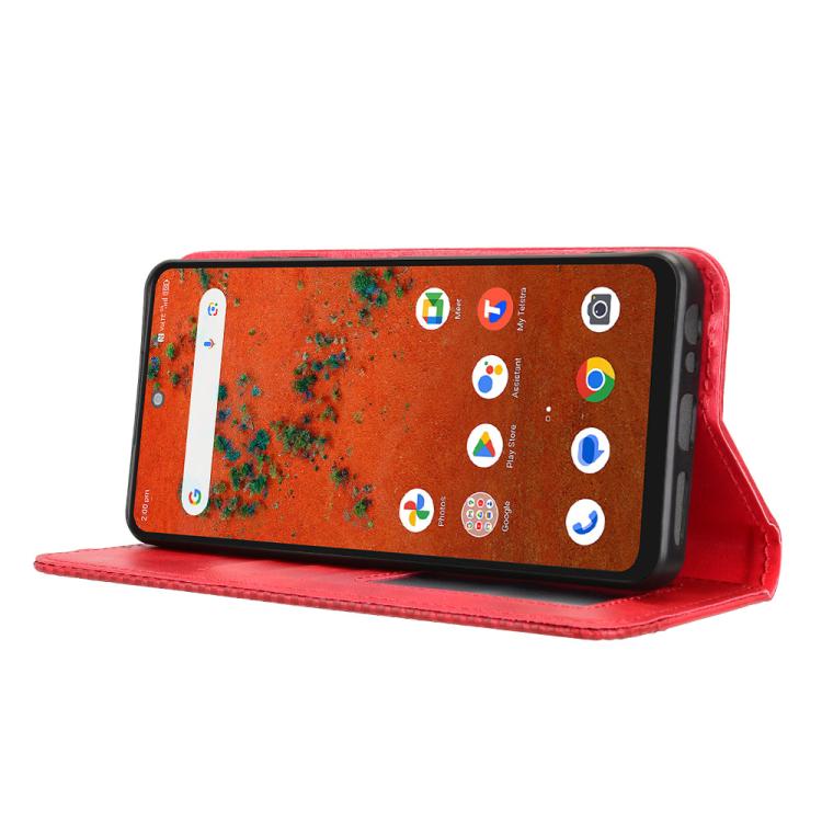 For ZTE A75 Pro / Telstra T-Elite 5G Magnetic Buckle Retro Texture Leather Phone Case