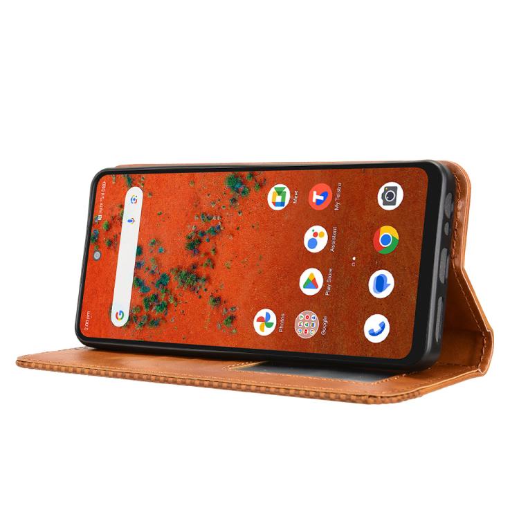 For ZTE A75 Pro / Telstra T-Elite 5G Magnetic Buckle Retro Texture Leather Phone Case