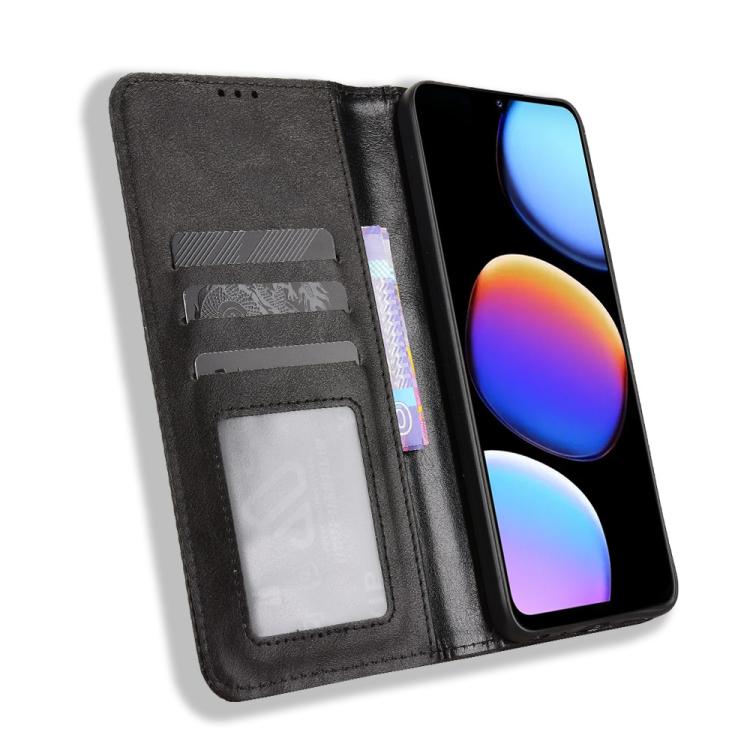 For ZTE Nubia V80 Max Magnetic Buckle Retro Texture Leather Phone Case