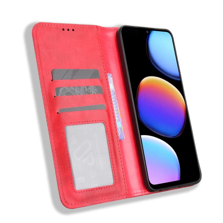 For ZTE Nubia V80 Max Magnetic Buckle Retro Texture Leather Phone Case