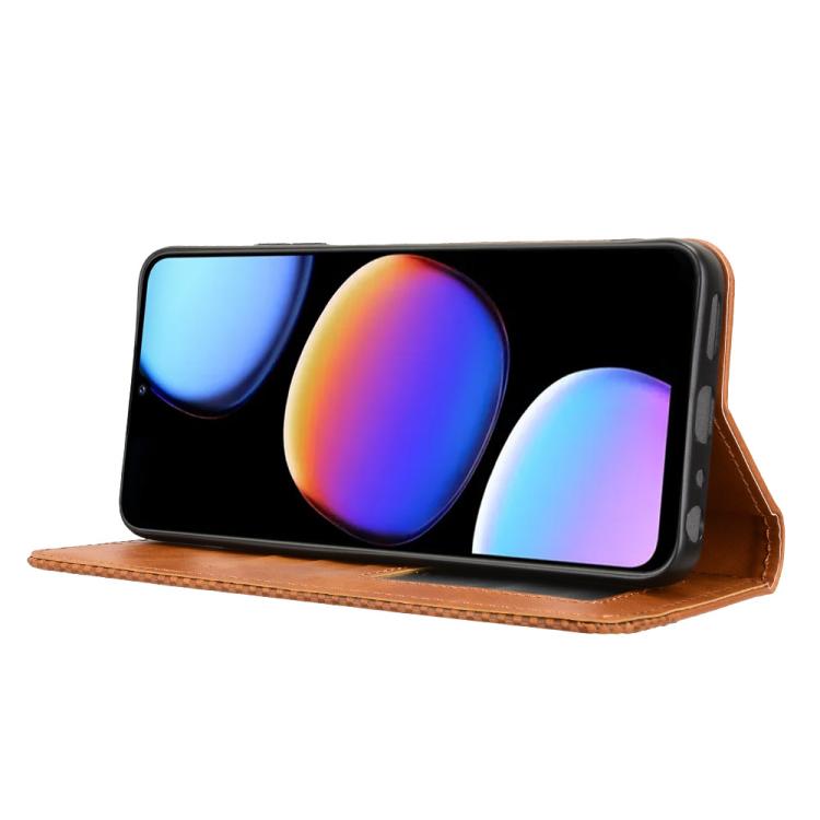 For ZTE Nubia V80 Max Magnetic Buckle Retro Texture Leather Phone Case