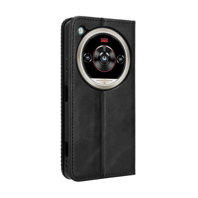 For ZTE nubia Focus 2 Ultra 5G Magnetic Buckle Retro Texture Leather Phone Case
