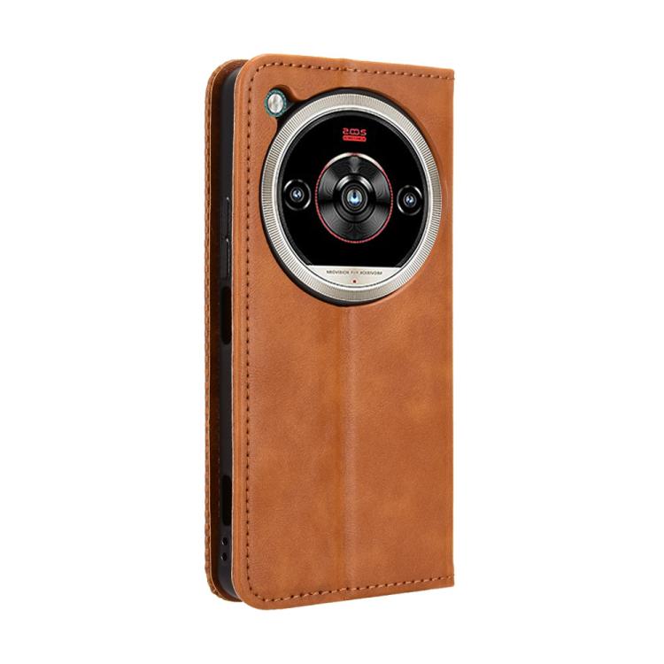 For ZTE nubia Focus 2 Ultra 5G Magnetic Buckle Retro Texture Leather Phone Case