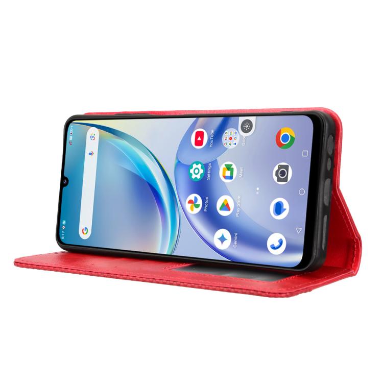 For ZTE Optus X Value 5G Magnetic Buckle Retro Texture Leather Phone Case