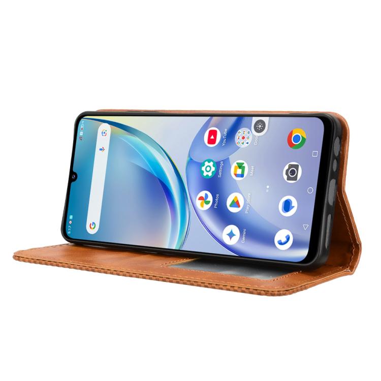 For ZTE Optus X Value 5G Magnetic Buckle Retro Texture Leather Phone Case