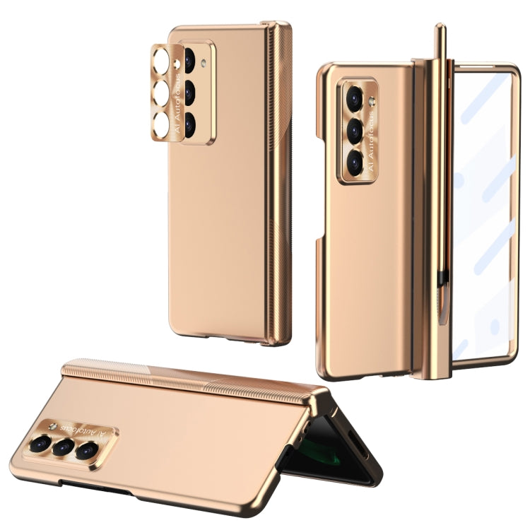 For Samsung Galaxy Z Fold5 Electroplating Hinged Folding Phone Case with S Pen Fold Edtion