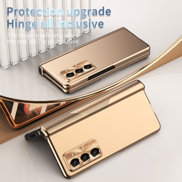 For Samsung Galaxy Z Fold5 Electroplating Hinged Folding Phone Case with S Pen Fold Edtion