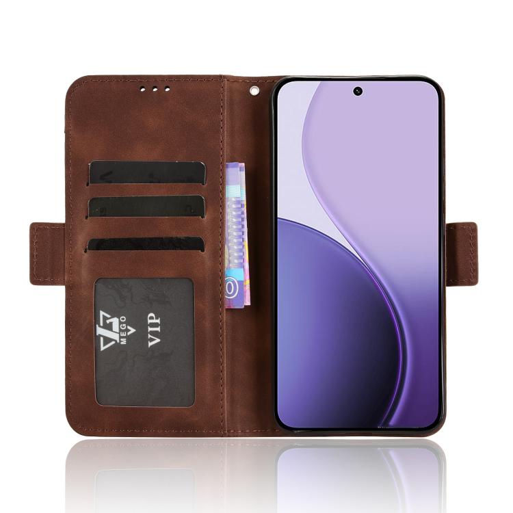 For OPPO Reno14 5G Global Skin Feel Calf Texture Card Slots Leather Phone Case
