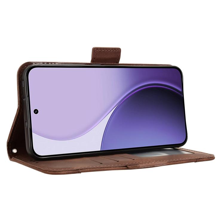 For OPPO Reno14 5G Global Skin Feel Calf Texture Card Slots Leather Phone Case