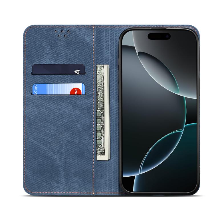 For iPhone 17e / 16e Denim Texture Casual Style Horizontal Flip Leather Case