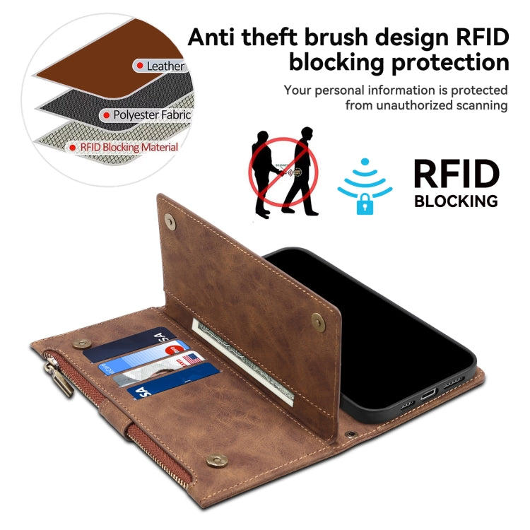 For iPhone 16 Pro ESEBLE Retro Frosted RFID Flip Leather Phone Case