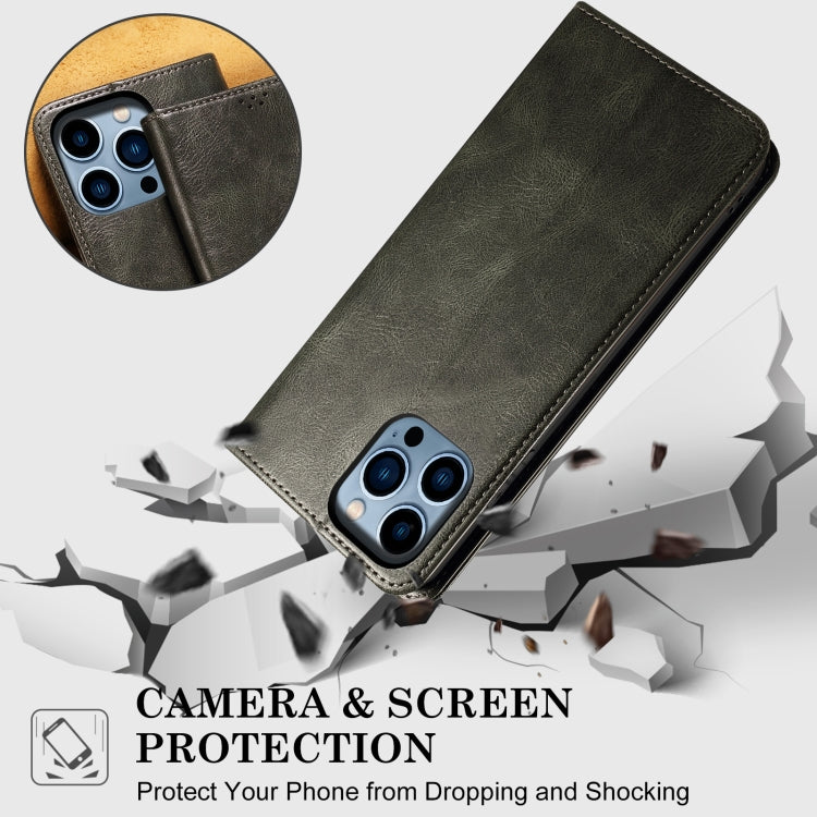 For iPhone 16 Pro Oil Wax Crazy Horse Texture Leather Phone Case