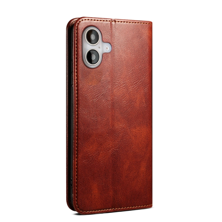 For iPhone 16 Plus Oil Wax Crazy Horse Texture Leather Phone Case