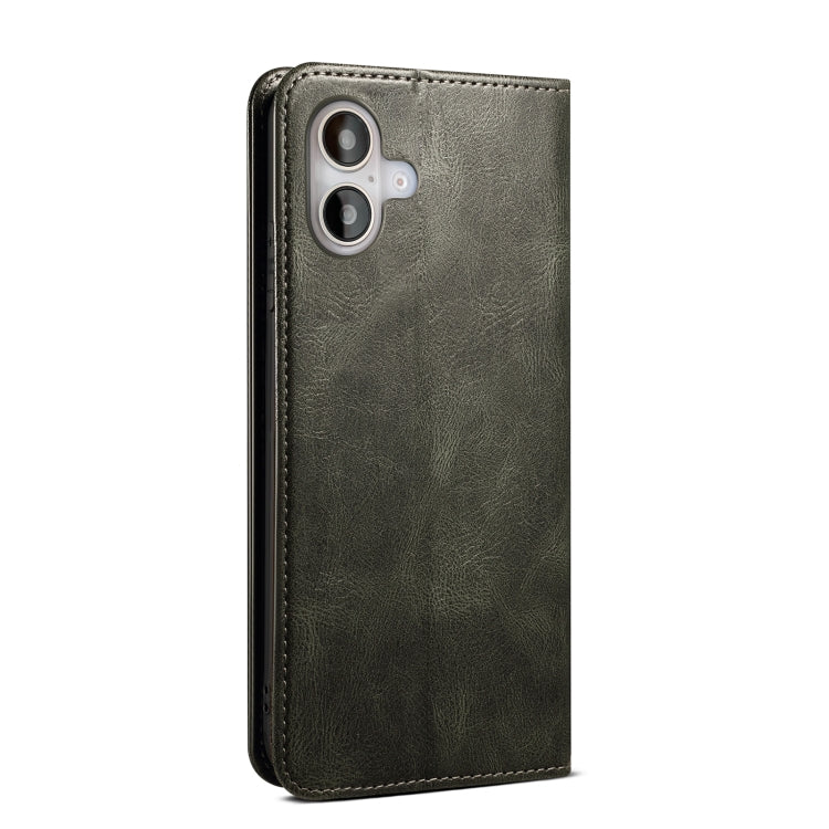 For iPhone 16 Oil Wax Crazy Horse Texture Leather Phone Case