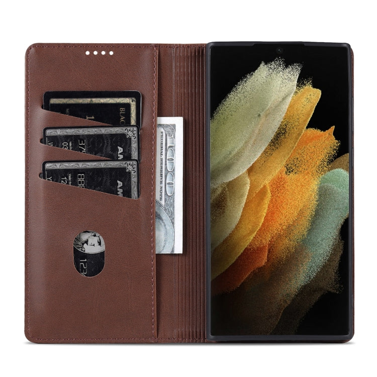For Samsung Galaxy S24 Ultra 5G AZNS Magnetic Calf Texture Flip Leather Phone Case
