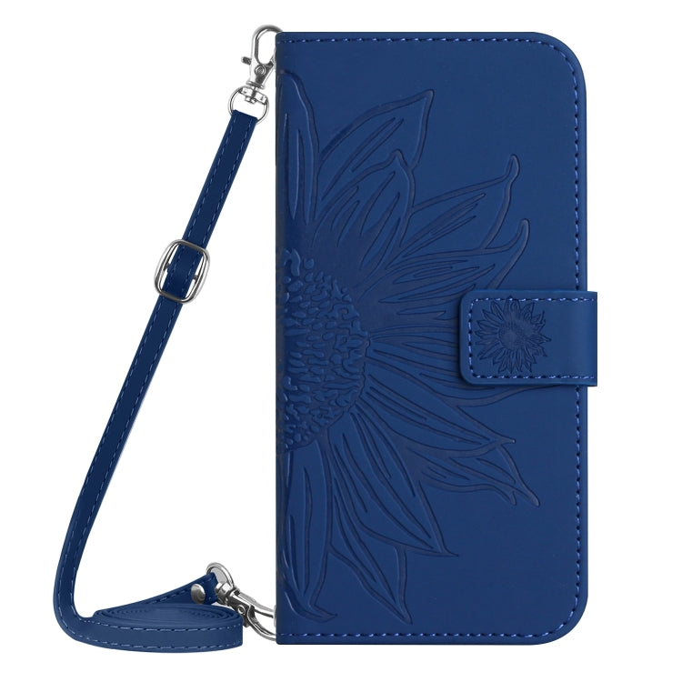 For OPPO Reno12 Pro 5G Global Skin Feel Sun Flower Embossed Flip Leather Phone Case with Lanyard