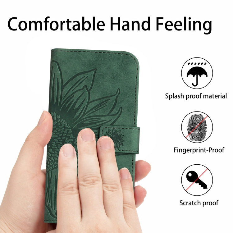 For OPPO Reno12 Pro 5G Global Skin Feel Sun Flower Embossed Flip Leather Phone Case with Lanyard