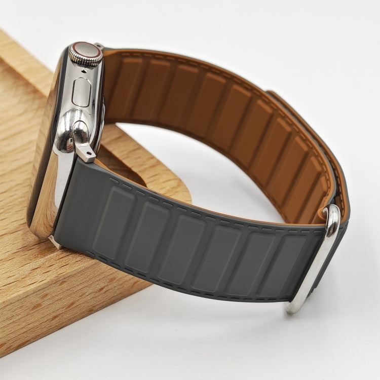 For Apple Watch Series 10 46mm Reverse Buckle Magnetic Silicone Watch Band