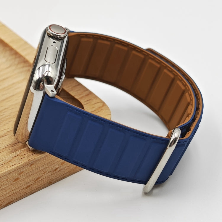 For Apple Watch Series 10 46mm Reverse Buckle Magnetic Silicone Watch Band