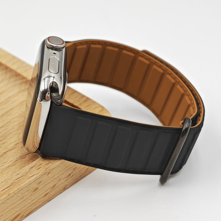 For Apple Watch Series 10 46mm Reverse Buckle Magnetic Silicone Watch Band