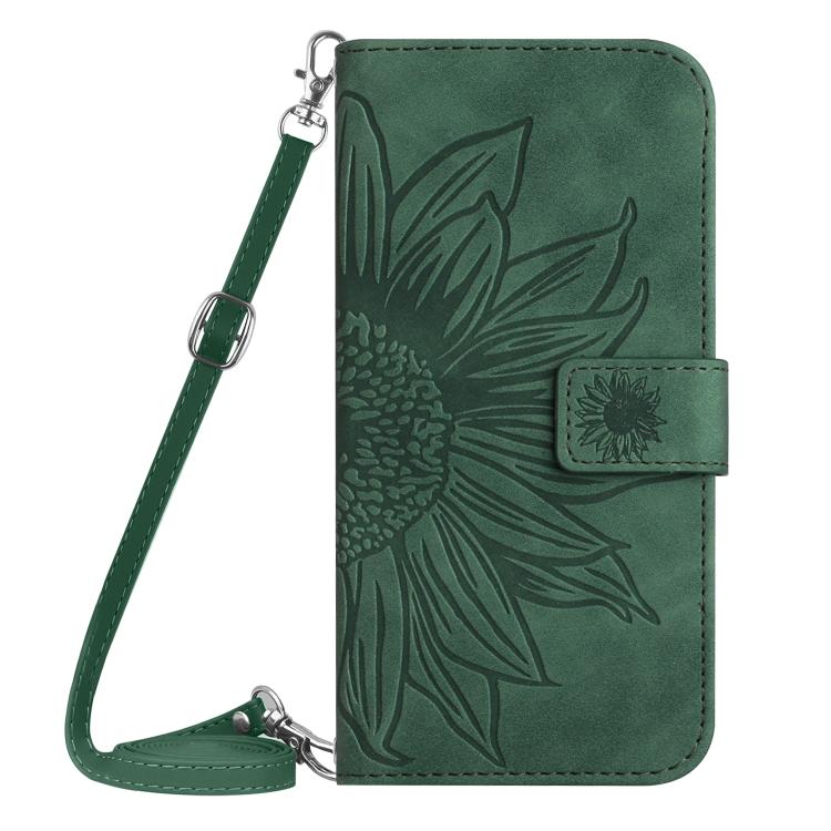 For Honor 600 Lite Global Skin Feel Sun Flower Pattern Leather Phone Case with Lanyard